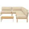 vidaXL Sofa Set mit Kissen Uni 5 pcs Beige Massivholz Akazie