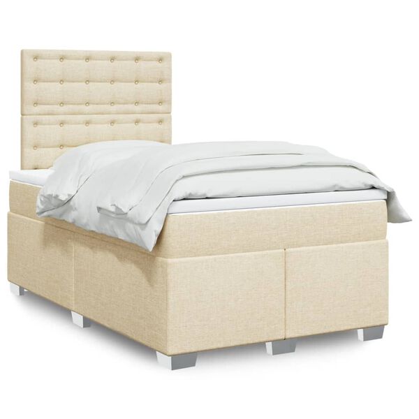 vidaXL Boxspringbett mit Matratze Creme 120x200 cm Stoff