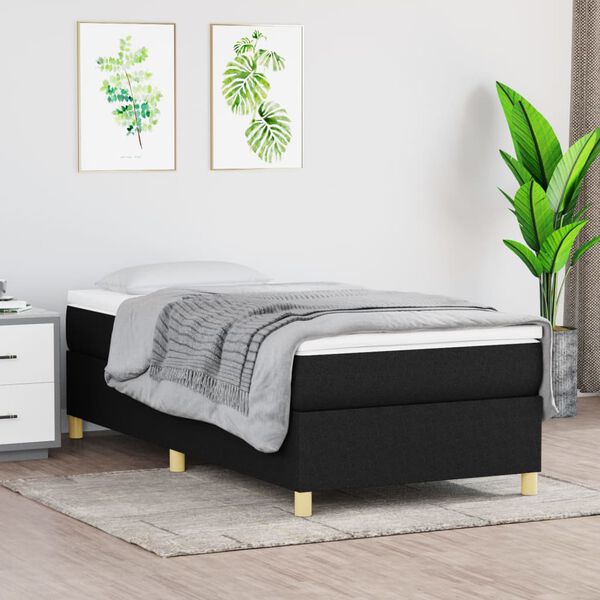 vidaXL Boxspringbett mit Matratze Schwarz 100x200 cm Stoff