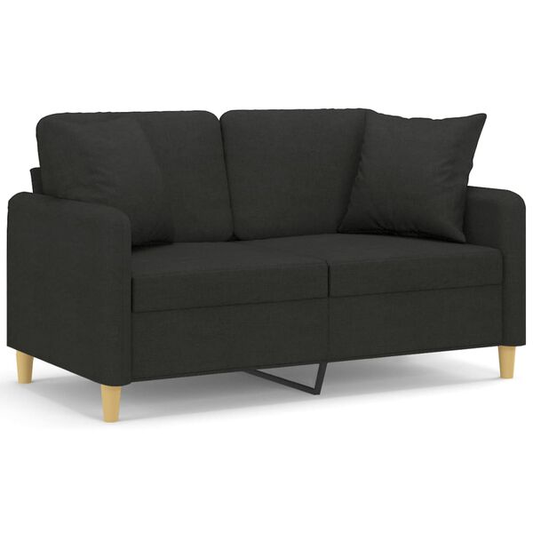 vidaXL 2-Sitzer-Sofa mit Kissen Schwarz 120 cm Stoff