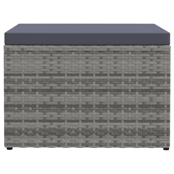vidaXL Outdoor-Fußhocker mit Kissen Grau Polyrattan