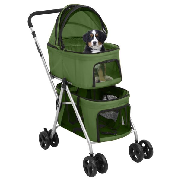 vidaXL Hundewagen für 2 Hunde Faltbar Grün 83x48x97 cm Oxford-Gewebe