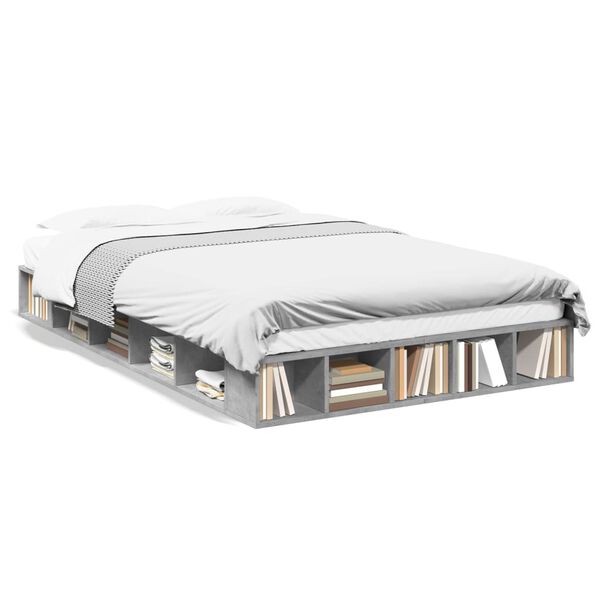 vidaXL Bettgestell Betongrau 120x200 cm Holzwerkstoff