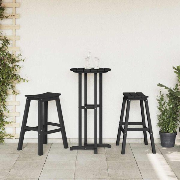 vidaXL Garten Bar Set 3 pcs Schwarz HDPE