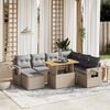 vidaXL 8-tlg. Garten-Sofagarnitur mit Kissen Beige Poly Rattan