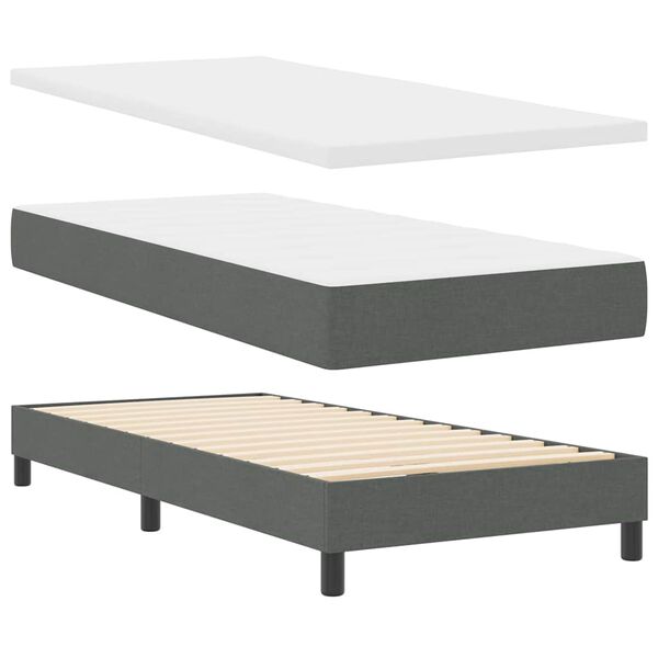 vidaXL Boxspringbett mit Matratze Dunkelgrau 90 x 190 cm Stoff