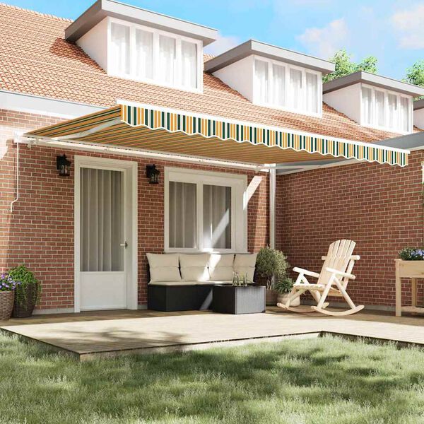 vidaXL Markise Gr&uuml;n und Gelb 450 x 350 x 165 cm Polyester