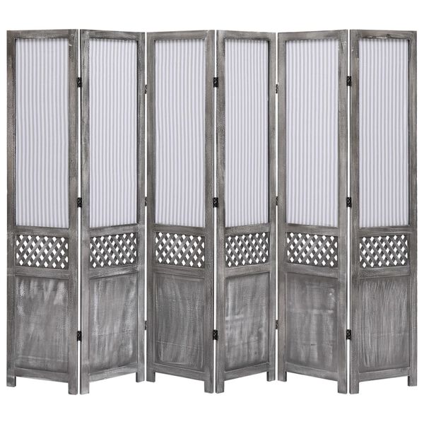vidaXL 6-teiliger Raumteiler Grau 210 x 165 cm Stoff