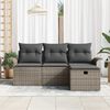 vidaXL Gartensofa-set mit Kissen mit Speicher 4 pcs Grau Poly-Rattan