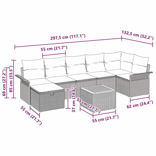 vidaXL Garten-Sofa-Set 8 pcs Beige Poly-Rattan