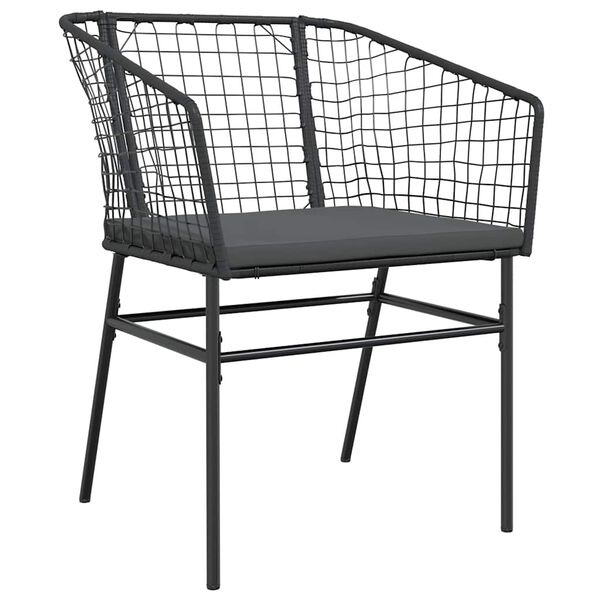 vidaXL 7-tlg. Garten-Essgruppe mit Kissen Schwarz Poly Rattan Glas