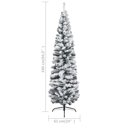 vidaXL Künstlicher Weihnachtsbaum Schlank mit LEDs & Kugeln Grün 240cm