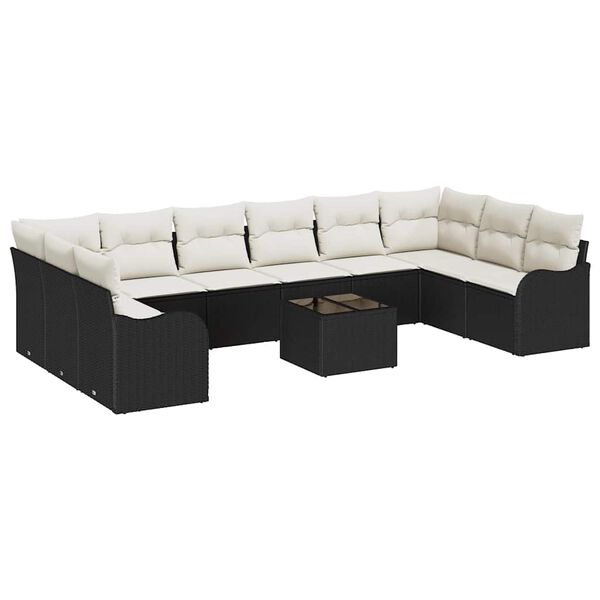 vidaXL Gartensofa-set Schwarz Poly-Rattan