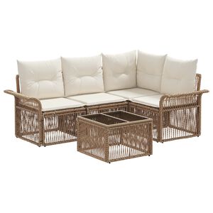 vidaXL Gartensofa-set 5 stk. Beige Poly-Rattan