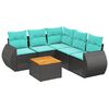 vidaXL 6-teiliges Gartensofa-Set mit Kissen, schwarzes Polyrattan