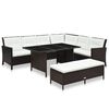 vidaXL 3-tlg. Garten-Lounge-Set mit Auflagen Poly Rattan Braun