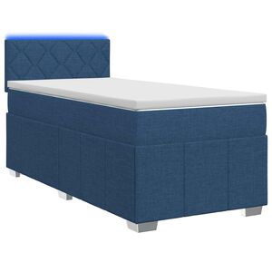 vidaXL Boxspringbett mit Matratze mit Kopfteil Blau 90 x 200 cm Stoff