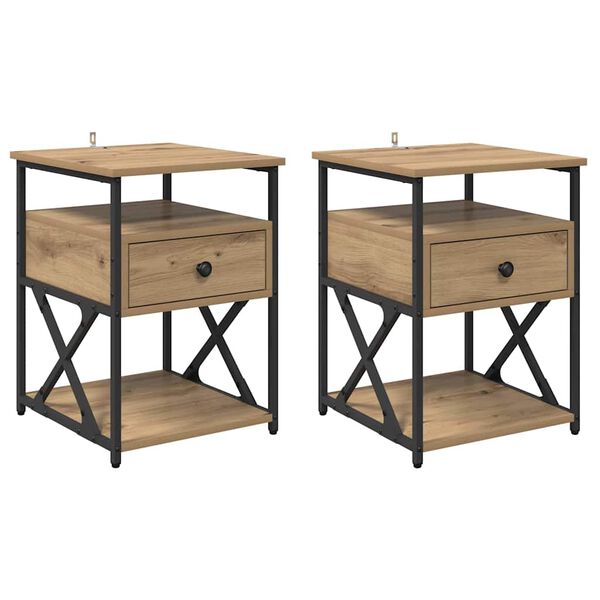 vidaXL Nachttisch 2 pcs Artisan-Eiche 40 x 42 x 55 cm Holzwerkstoff