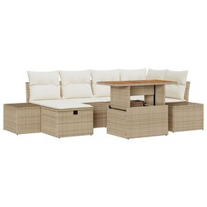 vidaXL Garten-Sofa-Set 7 pcs Beige Poly-Rattan