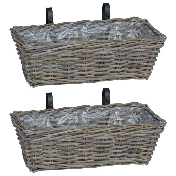 vidaXL H&auml;ngender Blumentopf Korb 2 pcs Grau 48 x 22 x 15 cm