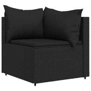 vidaXL Garten-Ecksofa mit Kissen Schwarz Poly Rattan