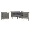 vidaXL 7-tlg. Garten-Lounge-Set mit Kissen Grau Poly Rattan