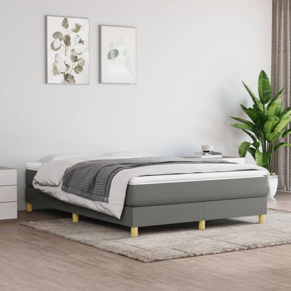 vidaXL Boxspringbett mit Matratze Dunkelgrau 140x200 cm Stoff