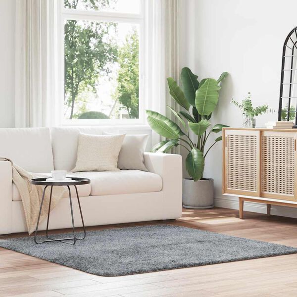 vidaXL Teppich Shaggy Hochflor NAVARRA Hellgrau 160x160 cm Polyester