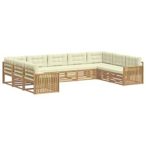 vidaXL Outdoor-Sofagarnitur 9 Stk. Wei&szlig; und Creme Massivholz Akazie