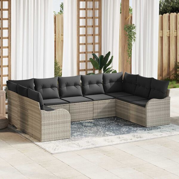 vidaXL Gartensofa-set Hellgrau Poly-Rattan