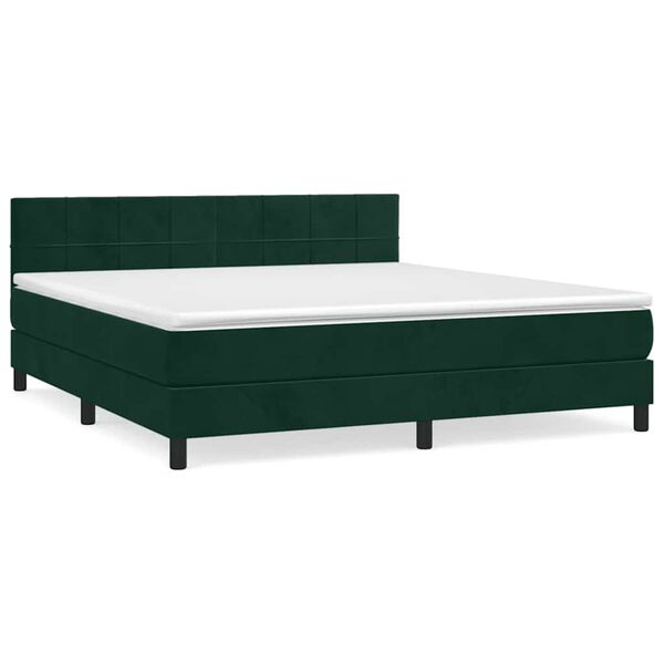 vidaXL Boxspringbett mit Matratze Dunkelgr&uuml;n 180x200 cm Samt