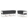 vidaXL 5-tlg. Garten-Sofagarnitur mit Kissen Wei&szlig; Massivholz Kiefer