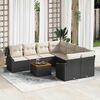 vidaXL Gartensofa-set mit Speicher 9 pcs Schwarz und Creme Poly-Rattan