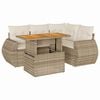 vidaXL 5-tlg. Garten-Sofagarnitur mit Kissen Beige Poly Rattan