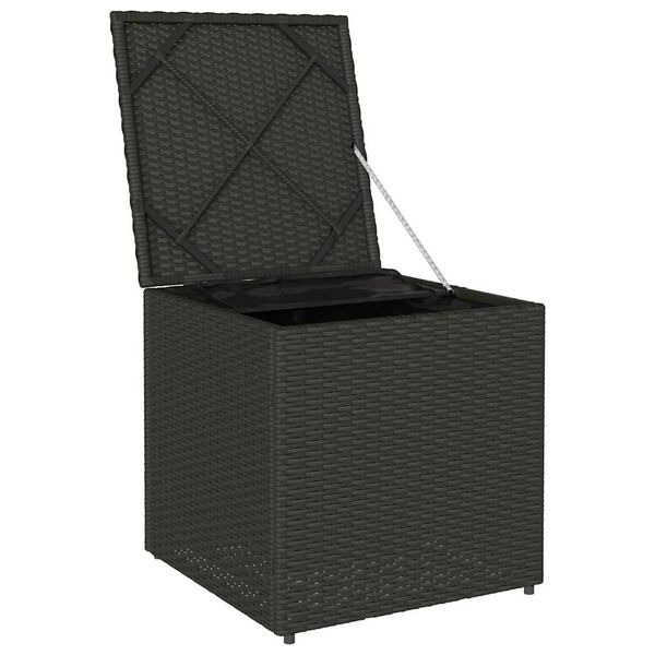vidaXL Kissenbox mit Speicher Schwarz 50 x 50 x 50 cm Poly-Rattan