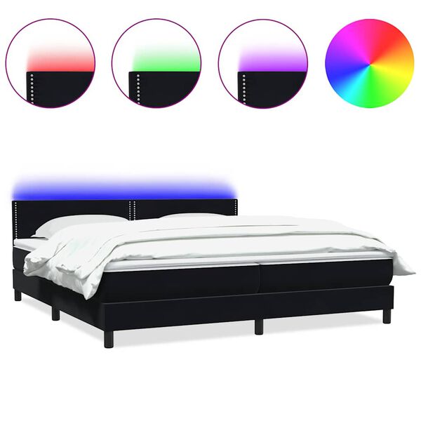 vidaXL Boxspringbett mit Matratze & LED Schwarz 200x210 cm Samt