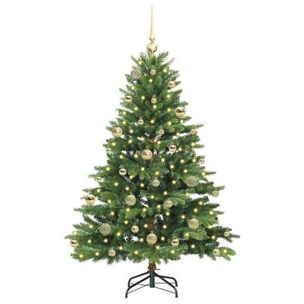 vidaXL K&uuml;nstlicher Weihnachtsbaum mit 150 LEDs Gr&uuml;n 150 cm PE und PVC