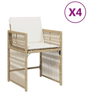 vidaXL Gartenst&uuml;hle mit Kissen 4 Stk. Beige Poly Rattan