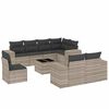 vidaXL 9-tlg. Garten-Sofagarnitur mit Kissen Hellgrau Poly Rattan