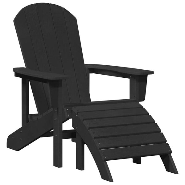 vidaXL Adirondack-Stuhl mit Kissen Schwarz 74 x 82 x 92 cm HDPE