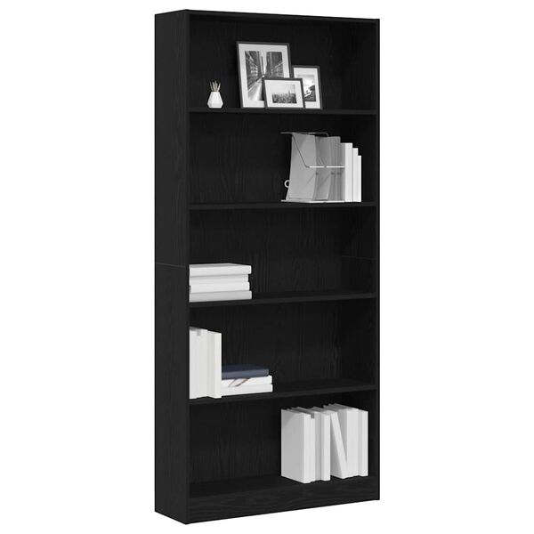 vidaXL B&uuml;cherregal Schwarz Eichen-Optik 80x24x176 cm Holzwerkstoff