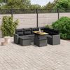 vidaXL 8-tlg. Garten-Sofagarnitur mit Kissen Schwarz Poly Rattan