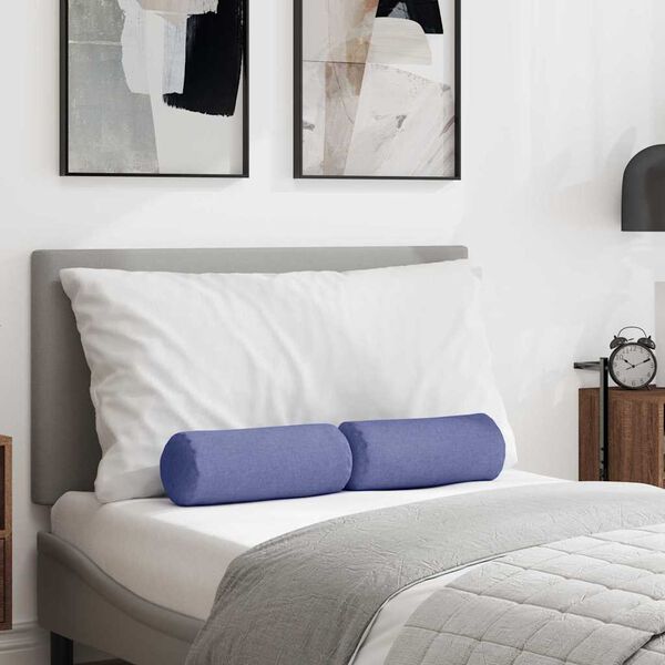 vidaXL Bolsterkissen 2 St&uuml;ck Jeans blau &Oslash; 15 x 40 cm Stoff