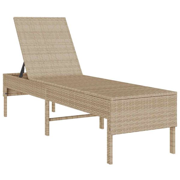 vidaXL Sonnenliege mit Auflage Beige 55x200x44 cm Poly Rattan