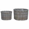 vidaXL Blumentopf Korb mit Speicher 2 pcs Grau Kubu Rattan