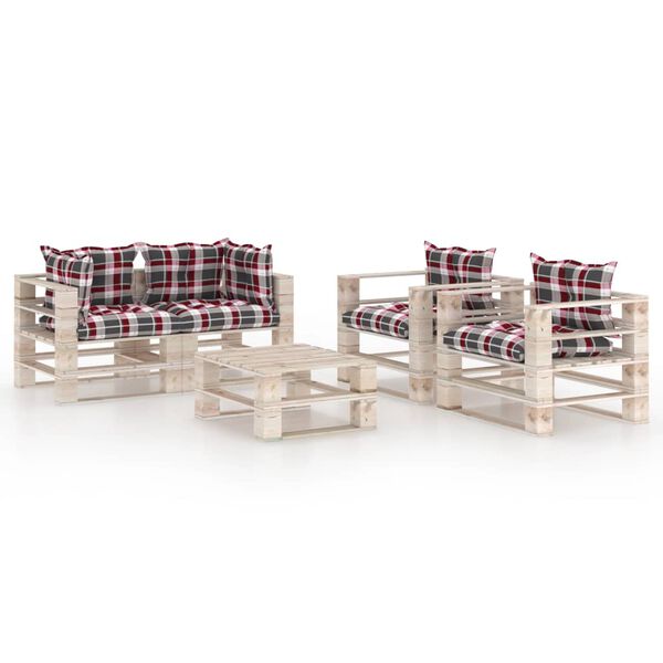 vidaXL 5-tlg. Garten-Lounge-Set aus Paletten mit Kissen Kiefernholz