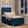 vidaXL LED Boxspringbett mit Matratze Blau 90 x 200 cm Stoff