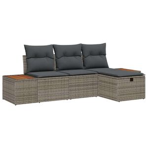 vidaXL Gartensofa-set mit Kissen mit Speicher 4 pcs Grau Poly-Rattan