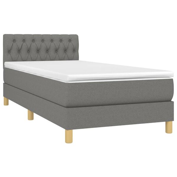 vidaXL Boxspringbett mit Matratze & LED Dunkelgrau 80x200 cm Stoff