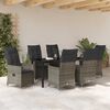 vidaXL Garten Essgruppe mit Kissen 7 pcs Grau Poly-Rattan
